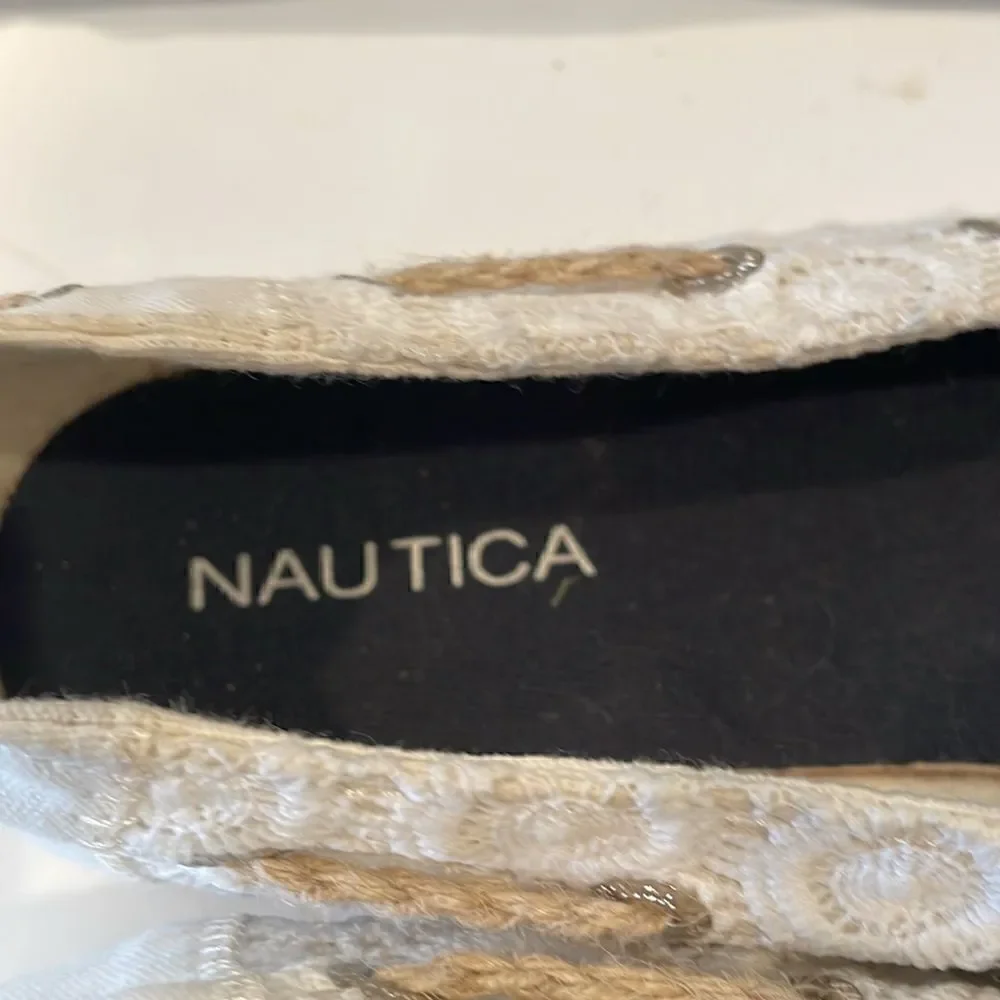Nautica Rudder 2 Anchor Espadrille Slip-on White Lace Shoes Women's 9
